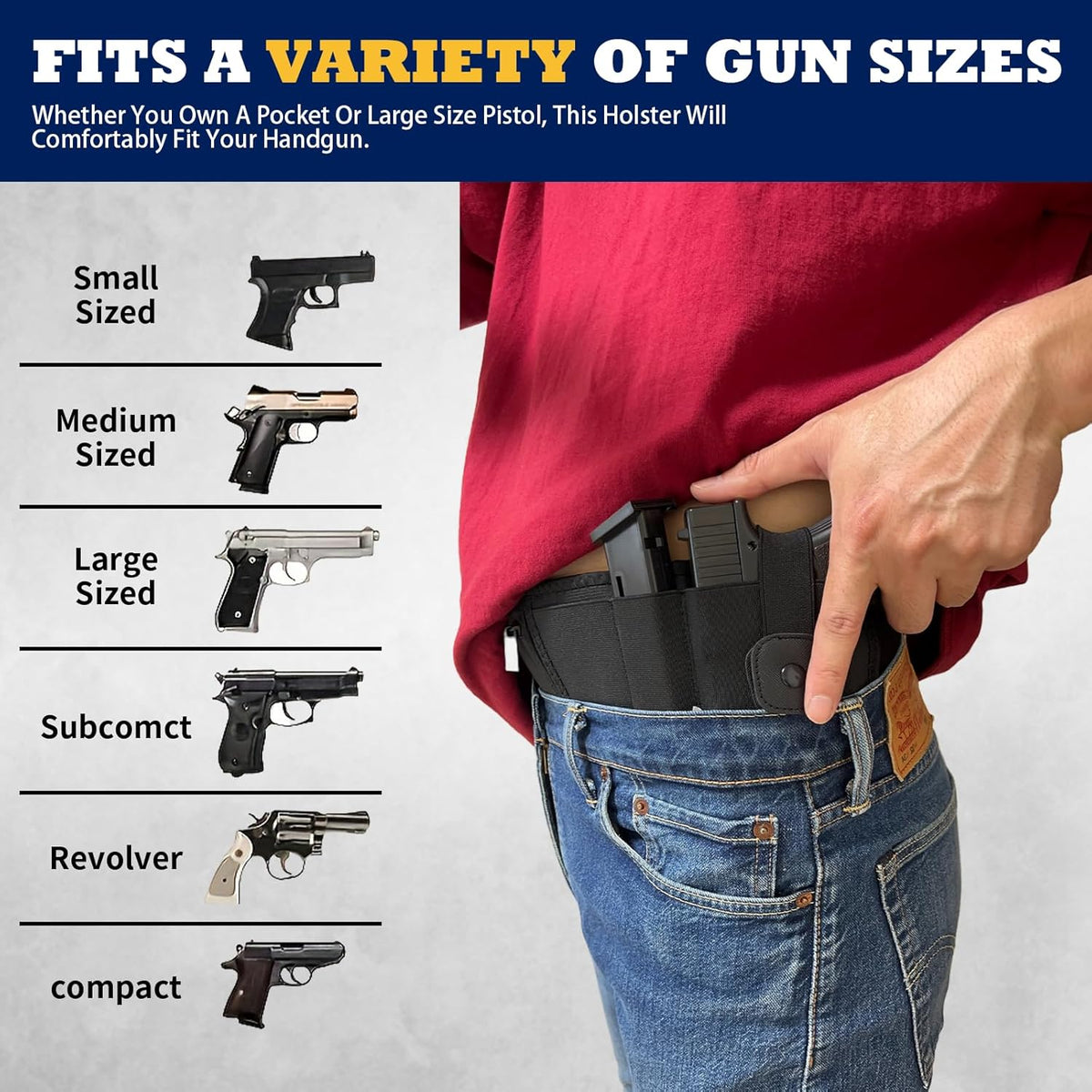 Skiennix Belly Band Holster - Concealed Carry for 2 Guns | Adjustable Tactical Elastic Waistband