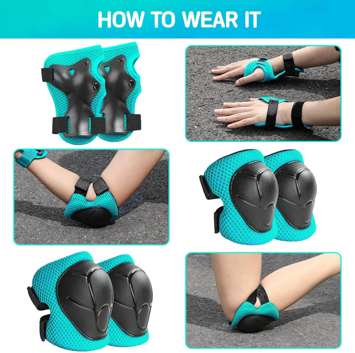 Skiennix Knee Pads Set for Kids - Protective Gear with Elbow Pads & Wrist Guards | Ages 3-10