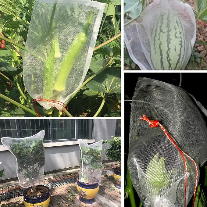 Mesh Fruit Tree Bags, 20 Pack 27 x 19 inch Plants Protection Netting Bags with Drawstring, Insect Bird Bug Barrier Net Cover for Garden Flower Bananas Vegetables Fruits Tree Shrub