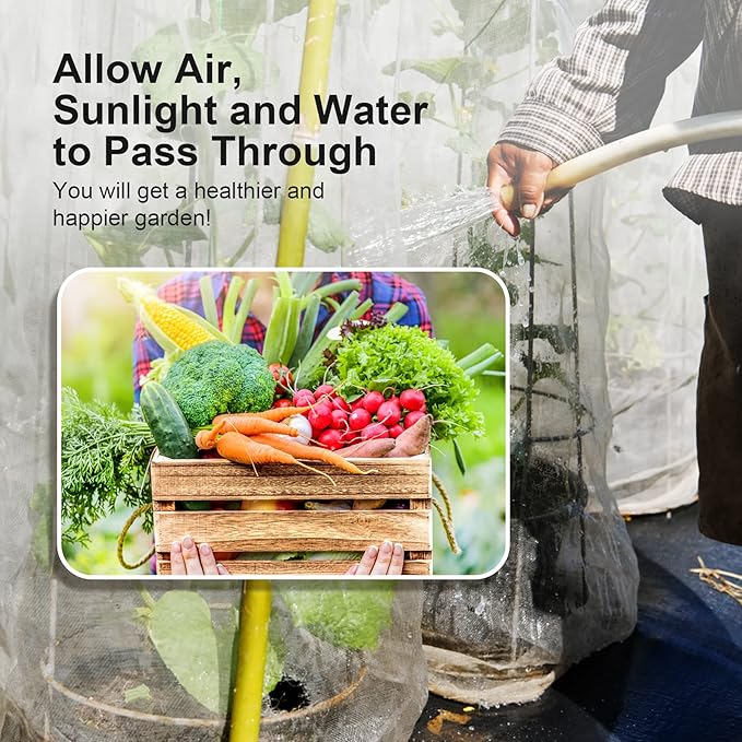 Garden Netting Pest Barrier: Ultra Fine 15'x30' Bug Netting for Garden Protection Row Cover Raised Bed Screen Mesh Greenhouse Mosquito Net, Protecting Tree Plants Vegetable Flowers Fruits