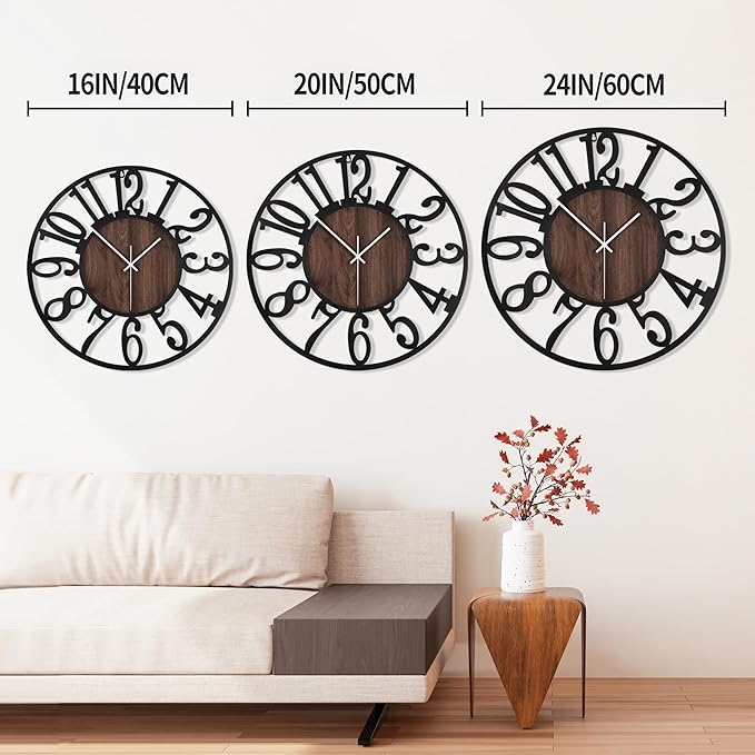 1st owned Wall Clock for Living Room -16" Silent Non Ticking, Battery Operated