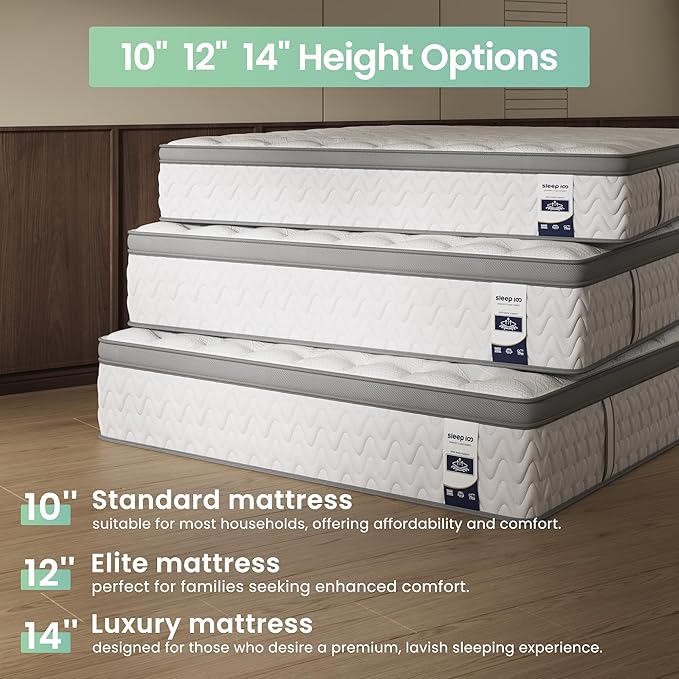 Full Mattress 12 Inch, 5-Zone Deep Sleep Firm Mattress with Extra Lumbar & Shoulder Support, Hotel Collection Hybrid Double Mattresses Pain Relief - Fiberglass Free - No Odor-365 Night Trial