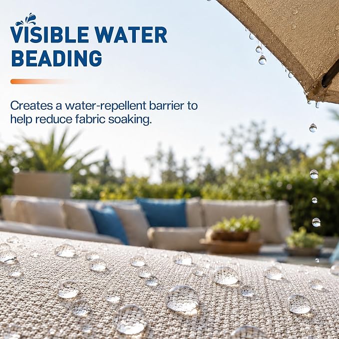 Outdoor Fabric Protector Spray: Heavy Duty Water-Repellent & UV Resistant for Patio Decor Cushions Upholstery Furniture Umbrellas - Invisible Sun and Water Shield, 25.6oz（2pcs）