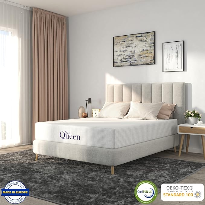 NapQueen Full Mattress, 6 Inch Charcoal Memory Foam Mattress, Full Bed Mattress in a Box, CertiPUR-US Certified, Medium Firm, Breathable Soft Fabric Cover, White