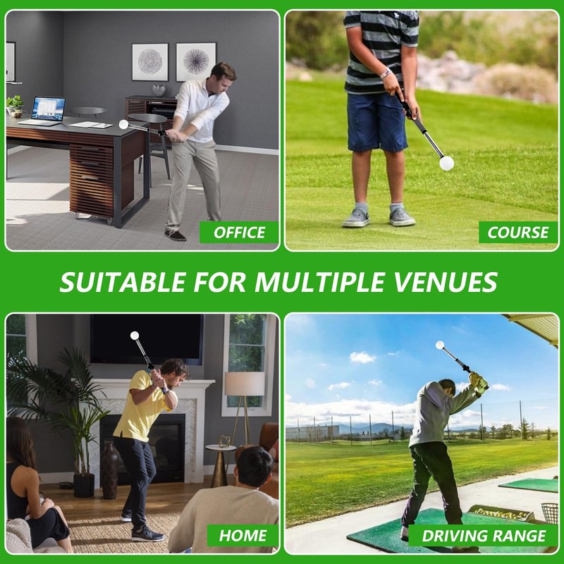 Retractable Golf Swing Training Aid, Golf Grip Trainer & Golf Swing Trainer for Warm-up, Right-Handed Golf Club for Indoor Practice, Golf Accessories - Strength & Tempo Training for Chipping Hitting