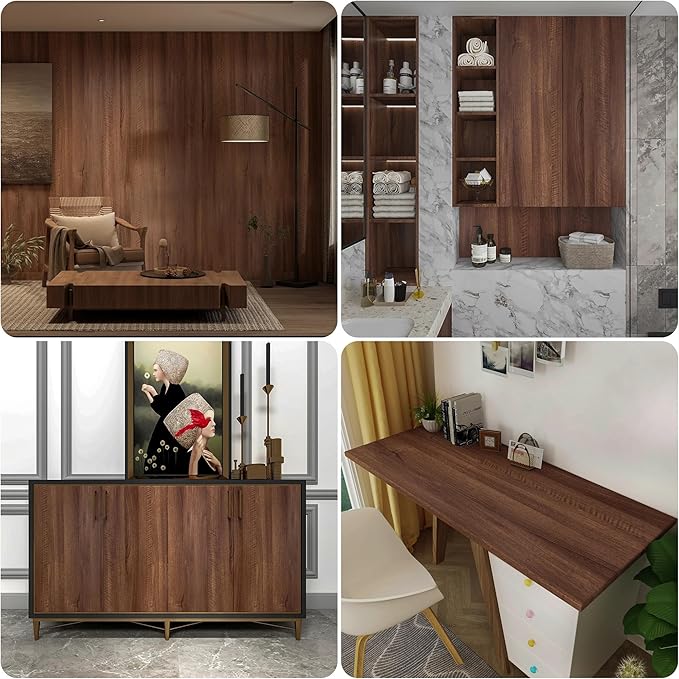 Walnut Wood Contact Paper 24x354 inch Wood Peel and Stick Wallpaper Removable