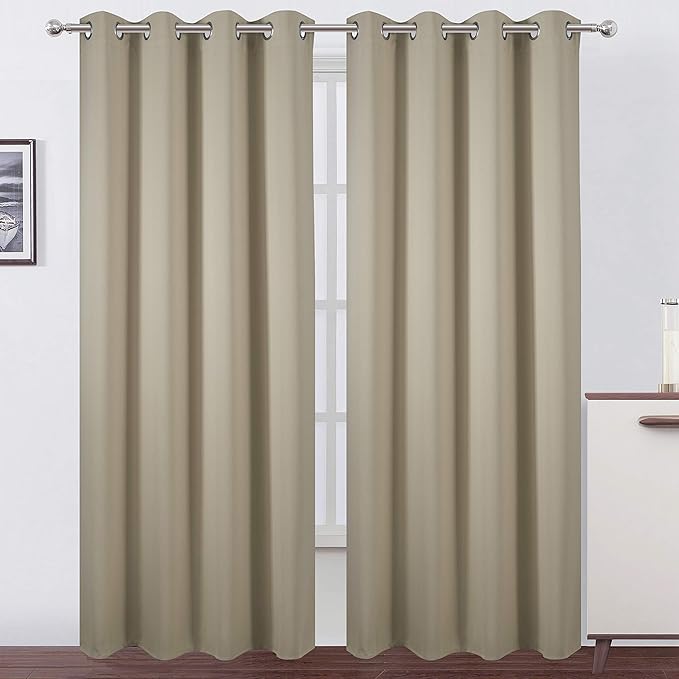LEMOMO Blackout Curtains 66 x 95 inch/Beige Curtains Set of 2 Panels/Thermal