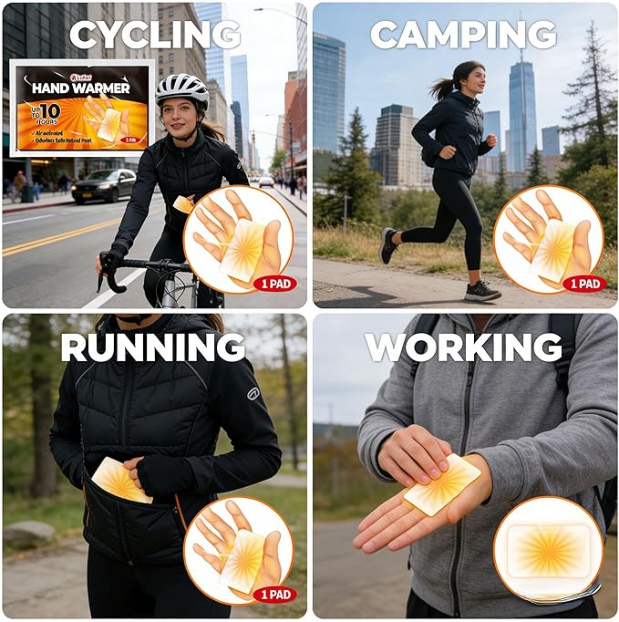 Hand Warmers - 40 Packs Hot Hands Disposable Heat Pad, Hot Hands Hand Warmers, Up to 10 Hours of Safe and Continuous Heat, Perfect for Camping, Outdoor Skiing, Fishing Ideal for Outdoors and Travel.