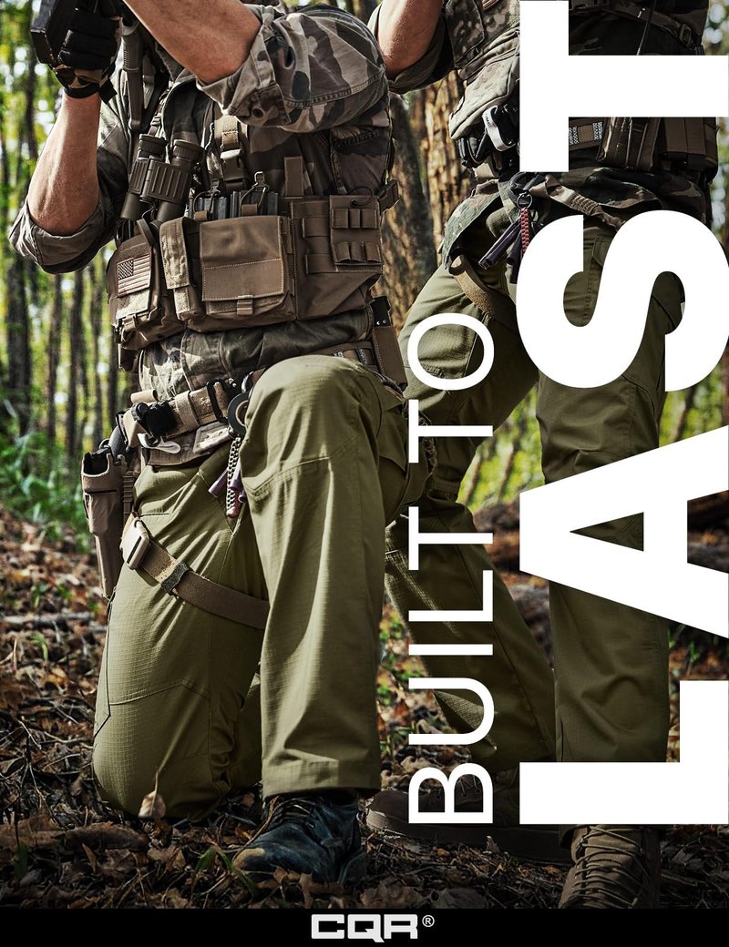 CQR Men's Tactical Pants, Water Resistant Ripstop Cargo Pants, Lightweight EDC Work Hiking Pants, Outdoor Apparel, Raider Soil Green, 32W x 30L
