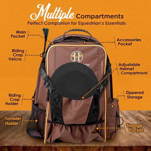 Deluxe Heavy Duty Nylon Equestrian Backpack with Adjustable Shoulder Straps