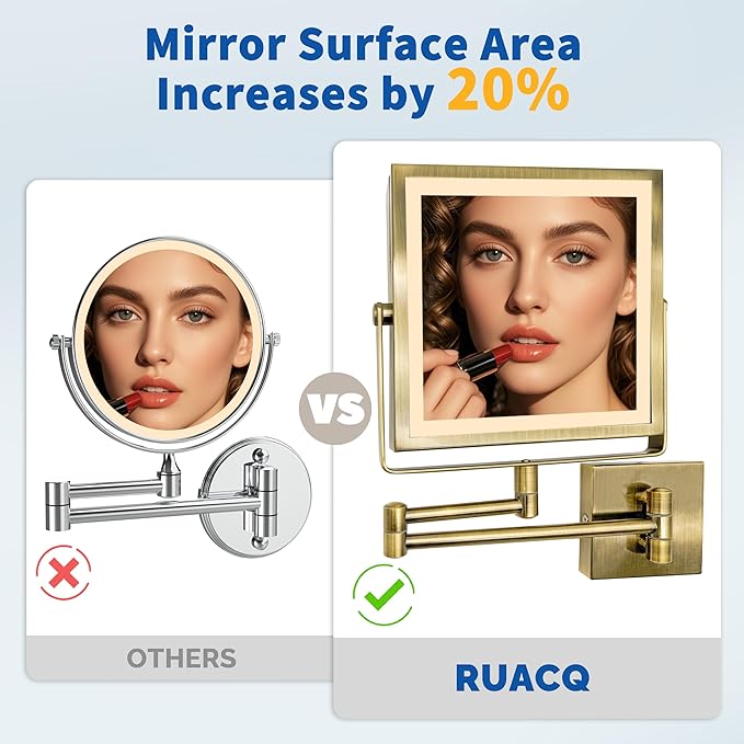 Ruacq Rechargeable Wall Mounted Makeup Mirror
