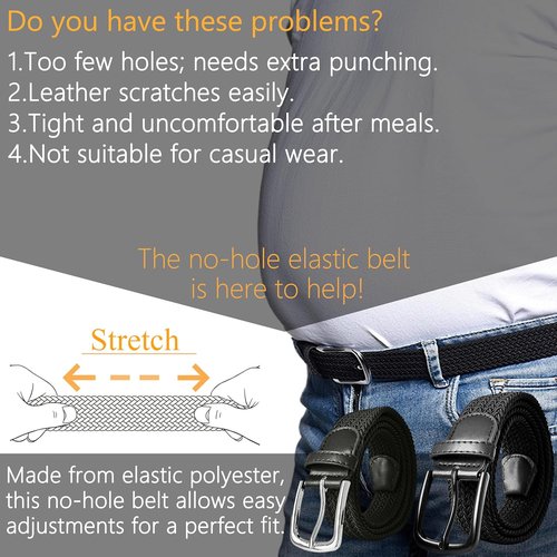 JIFANPAUL Elastic Braided Belt - Stretchable Adjustable Web Design for Men & Women | Ideal for Work & Casual Wear