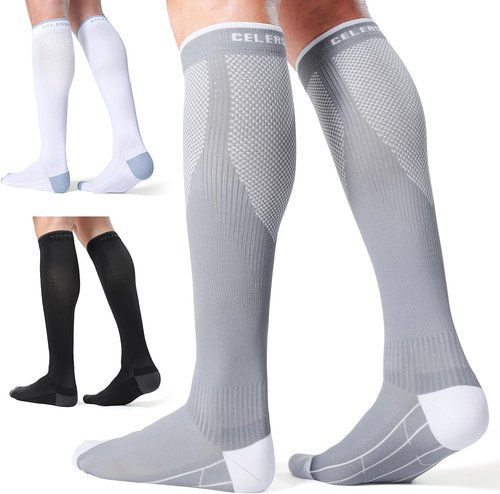 CS CELERSPORT Compression Socks - 20-30 mmHg Support for Men & Women | 3 Pairs for Running