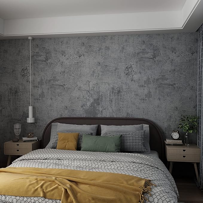 3yecao 48"×79" Wide Thick Dark Blue Grey Cracked Concrete Wallpaper Peel and