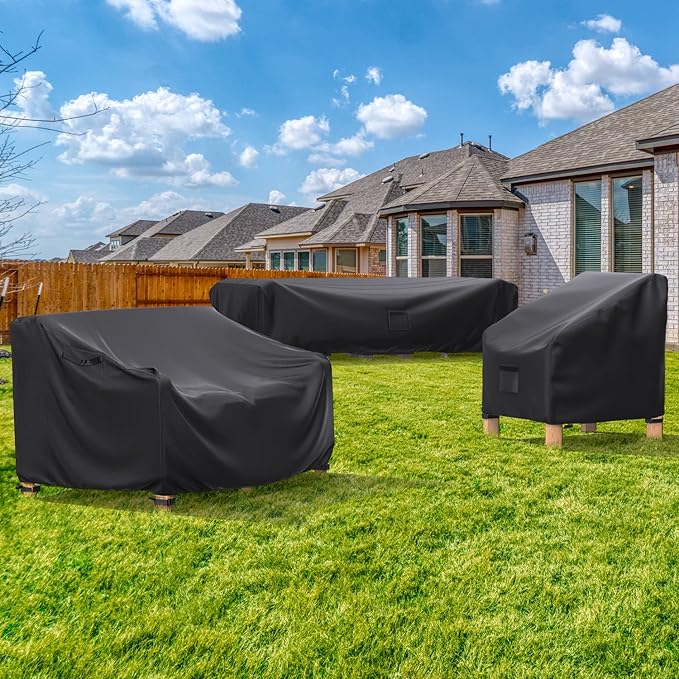 Patio Furniture Covers, Heavy Duty Outdoor Furniture Cover Waterproof, Sectional Sofa Set Covers Table and Chair Set Cover, 98"L×78"W×30"H