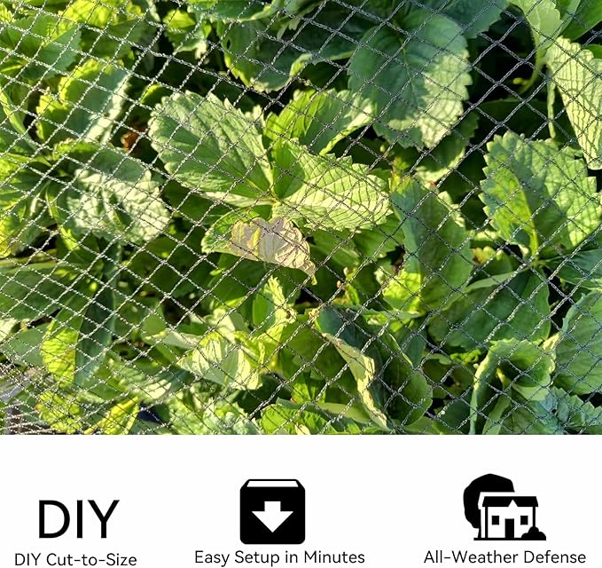Bird Netting for Garden 25x100 Ft, 1 Inch Mesh Heavy Duty Garden Netting for Plants, Fruit Trees & Blueberries, UV Resistant Outdoor Protection Against Birds, Squirrels, Deer & Poultry