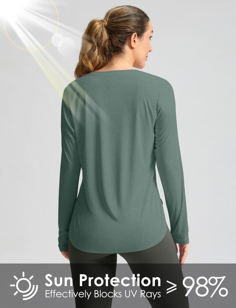 Women's Sun Shirts UPF 50+ Long Sleeve UV Protection Shirt Lightweight Quick Dry Workout Hiking Tops for Women(Malachite Green,XL)