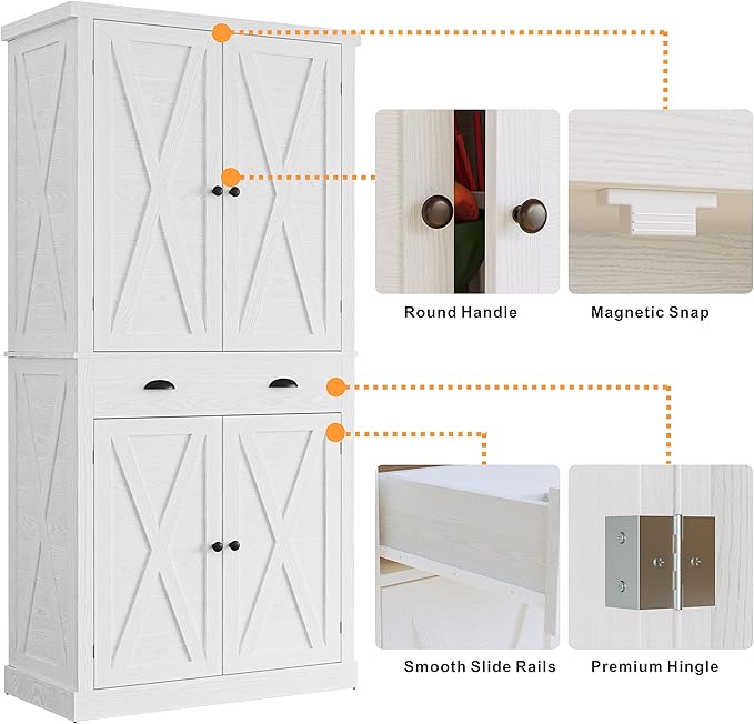 IRONCK Kitchen Pantry Storage Cabinet 72.6" H x 24" W,
