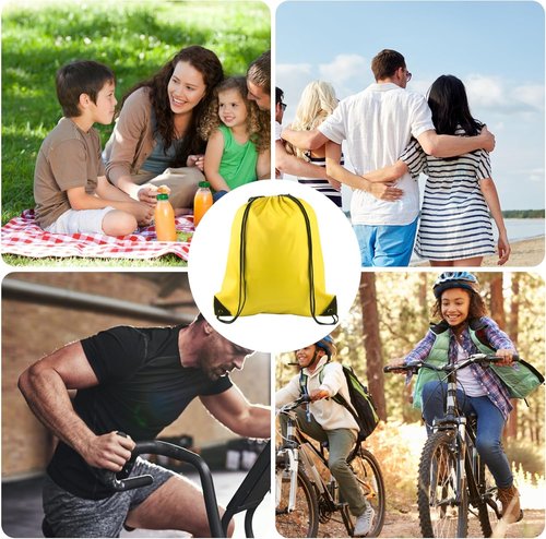 KUUQA Drawstring Backpack Bags - 15 Pcs Bulk Cinch Sacks for Gym, Yoga & Outdoor Travel