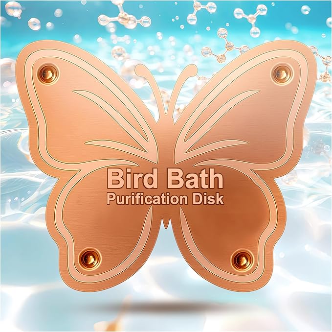 Bird Bath Purification Disk Pure Copper Outside Winter Solar Power Birdbath Hummingbird Water Pedestal Fountain Cleaner Outdoor Feeder Cage Dispenser Heater Ground House Garden Lover Gift