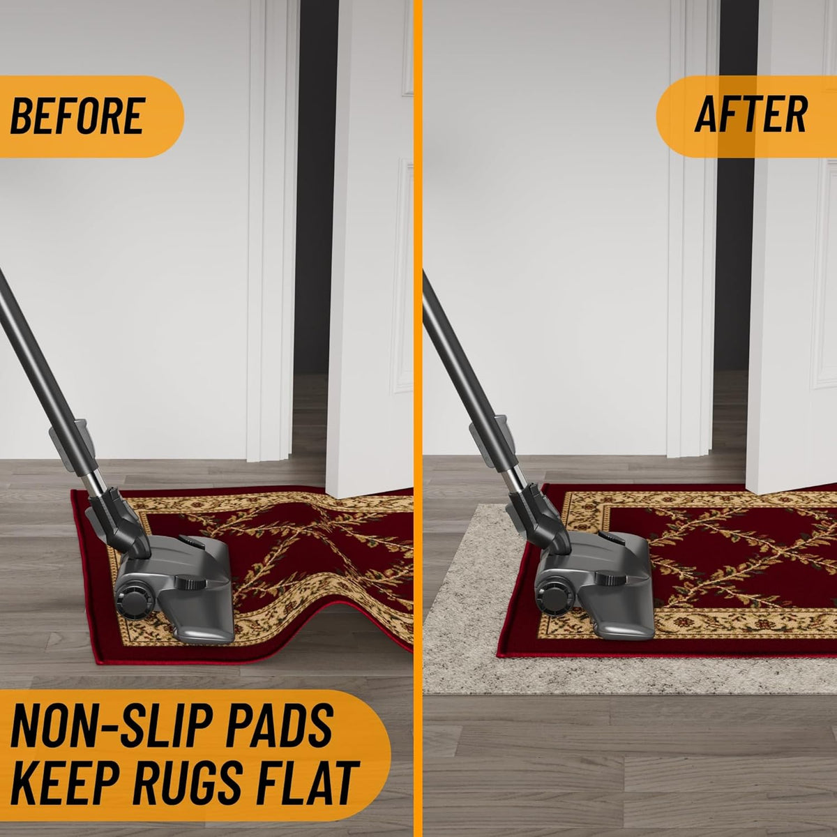 Ottomanson 5' x 7'8" Non-Slip Rug Pad Gripper 1/12 Inch Ultra Thin Dual Surface Felt + Rubber Gripper - Safe for All Floors, Cream