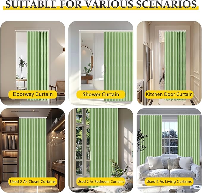 AJAZZ 100% Blackout Magnetic Door Curtain Accordion Doors Interior Folding