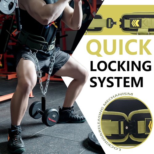 Quick Locking Weighted Dip Belt for Weight Lifting,Weighted Pull up Belt Green