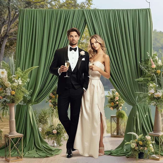 10x10 Valley Green Backdrop Curtain for Parties Wrinkle Free Dark Green Photo Curtains Backdrop Drapes Fabric Decoration for Baby Shower Birthday Party Photography 5ft x 10ft,2 Panels