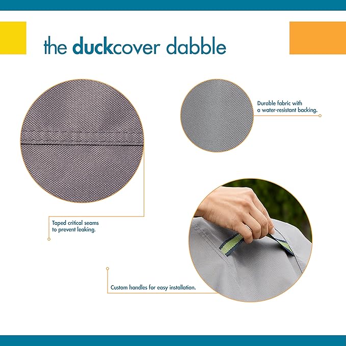 DUCKCOVERS Soteria Waterproof 140 Inch Rectangular/Oval Patio Table with Chairs Cover, Outdoor Table and Chair Cover
