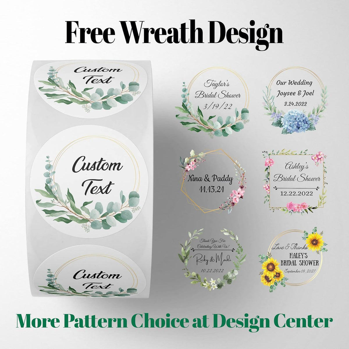 150 Custom Circle/Square BOPP Roll Labels- Personalized Stickers for Business Logo, Party, Wedding Favor, Baby Shower-Any Design Text + Image, Matte/Gloss Finish (3 Inch Circle)
