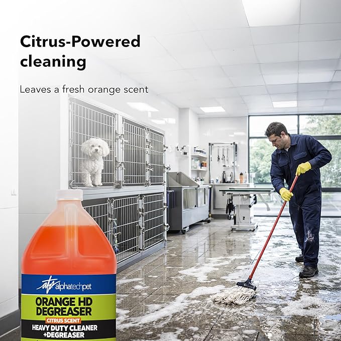 Orange HD Degreaser - Citrus Heavy Duty Degreaser and Cleaner for Tough Stains and Grease, Fast-Acting, Non-Corrosive Cleaner, 1 Gallon by Alpha Tech Pet