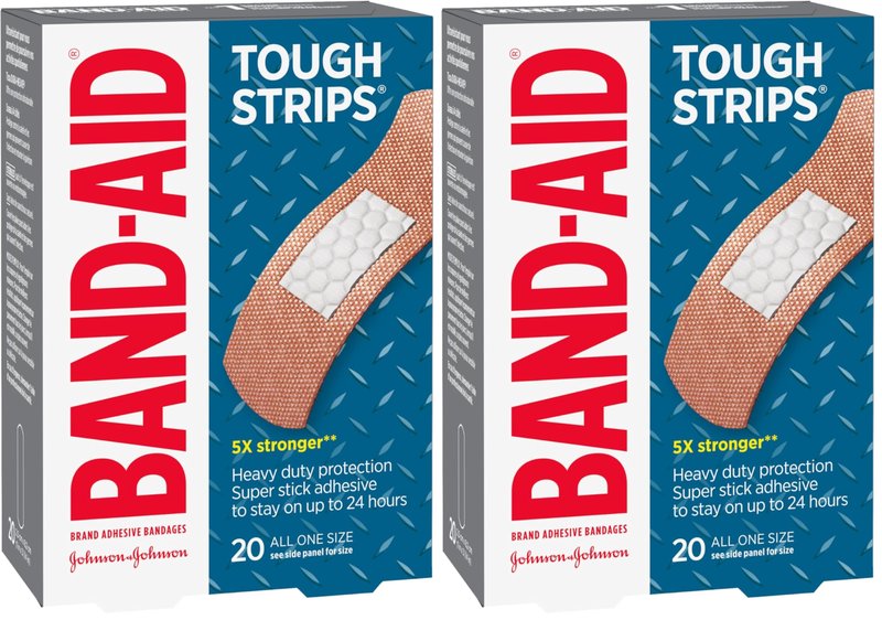Band-Aid Brand Tough Strips Adhesive Bandage for Minor Cuts & Scrapes, All One Size, 20 ct (Pack of 2)