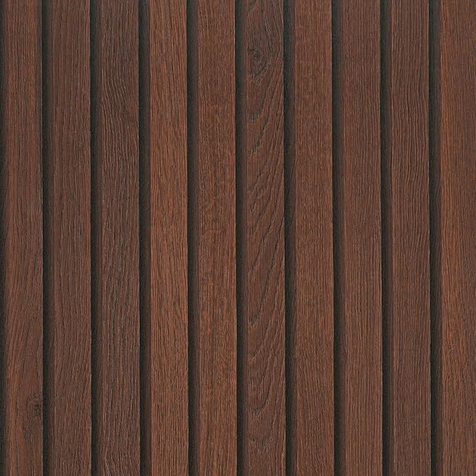VEELIKE Wide Dark Walnut Wood Slat Peel and Stick Wallpaper Wood Contact Paper