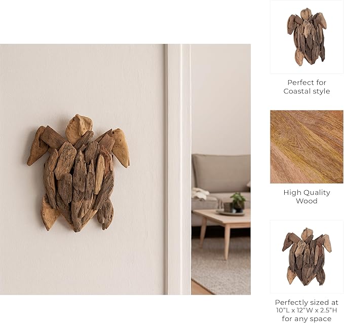 Decorative Driftwood Art Sculpture for Home, Bathroom and Office Decor - Sculptural Ornaments Accent for Room and Living Room Styling - Modern Figurine for Coffee Table or Shelf Display - 12", Brown