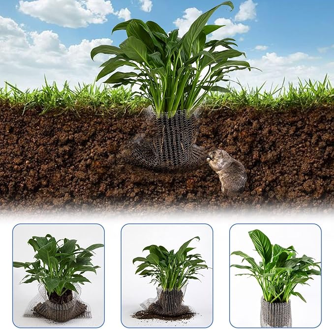 Root Guard Gopher Proof Wire Basket Mole and Vole Mesh Wire Baskets Underground Stainless Steel Wires for Plants Root Protection (4, 10 Gallon)