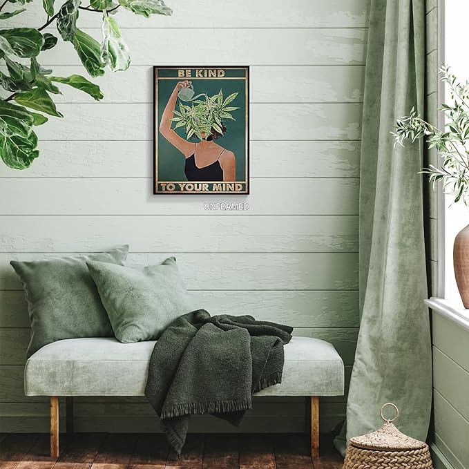 Vintage Be Kind To Your Mind Poster Mental Health Quote Canvas Wall Art Posters