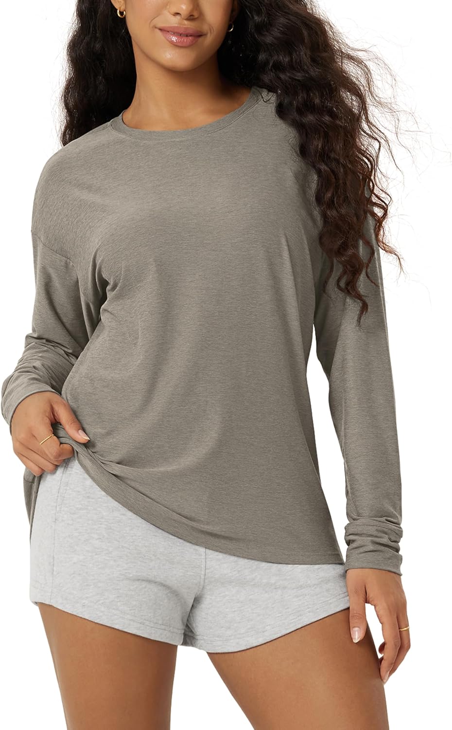 ODODOS Women's Long Sleeve Tee - Ultra Soft odSTRATUM Tech Performance Top | UPF 50+ Crew Neck