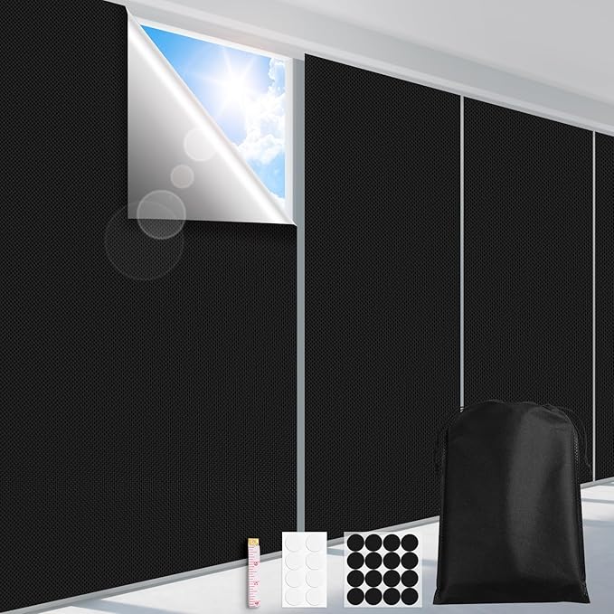 FADOTY Blackout Curtains for Bedroom, Portable 100% Black Out Window Cover Film