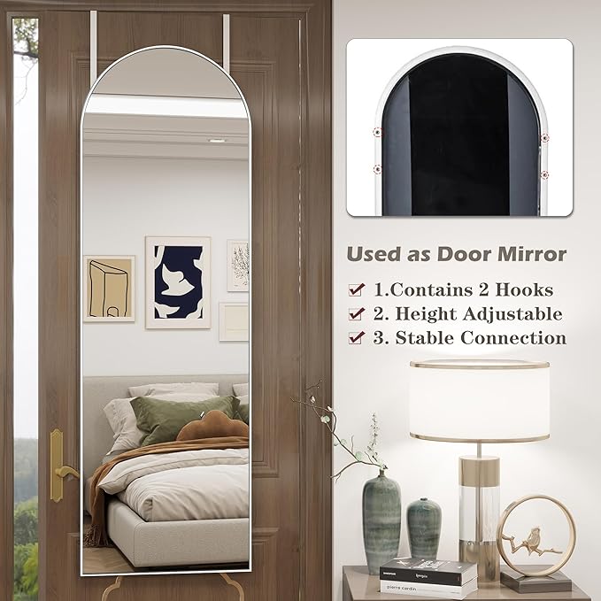 Arched Full Length Door Mirror 14x48, Metal Frame