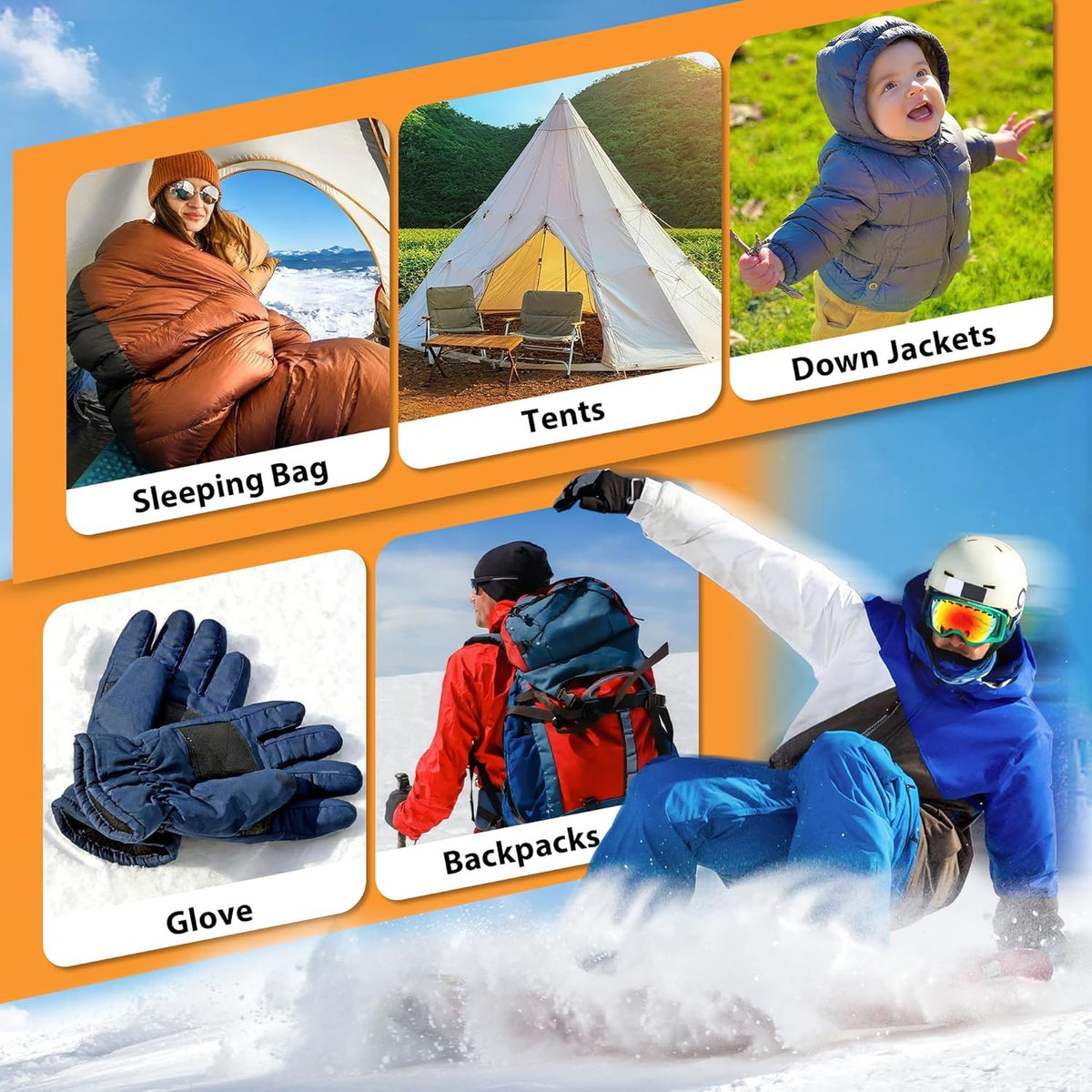 Tenacious | Down Jacket Repair Patch Kit - Waterproof Self-Adhesive Fabric Patches (18 Pcs, Black)