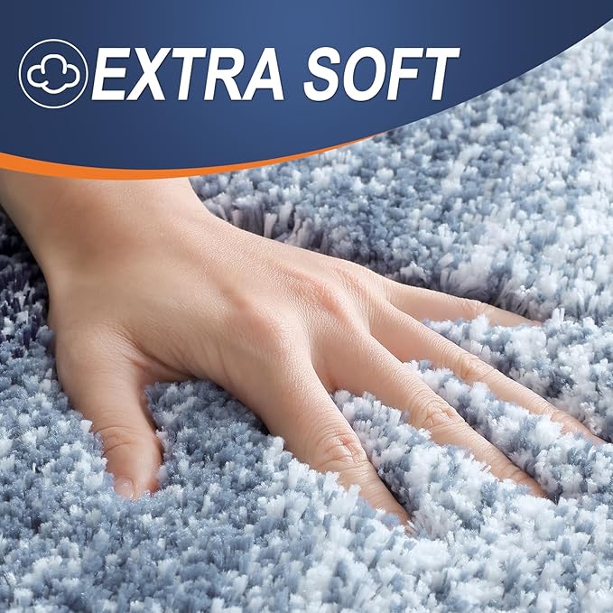OLANLY Bathroom Rugs Mat 70x24, Extra Soft Absorbent Microfiber Bath Rugs, Rubber Backing, Quick Dry, Machine Washable Bath Mats for Bathroom Floor, Tub and Shower, Home Decor Accessories, Airy Blue