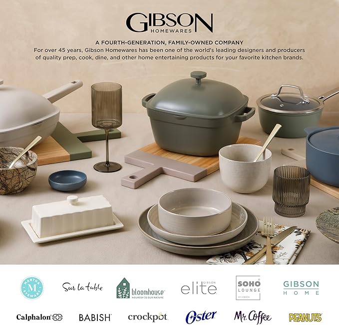 Gibson Elite Kyoto Double Bowl Dinnerware Set, Service for 4 (16pcs), Teal