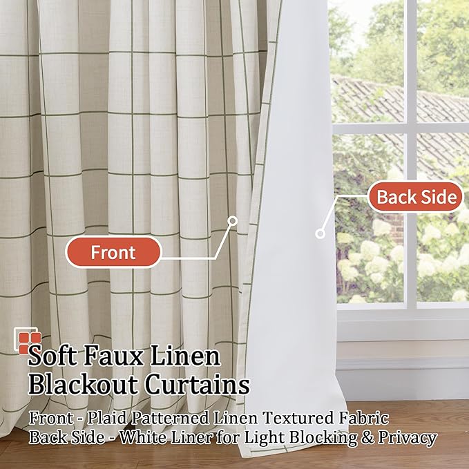 Lajode Plaid Curtains Pattern Printed 90 Inches Long