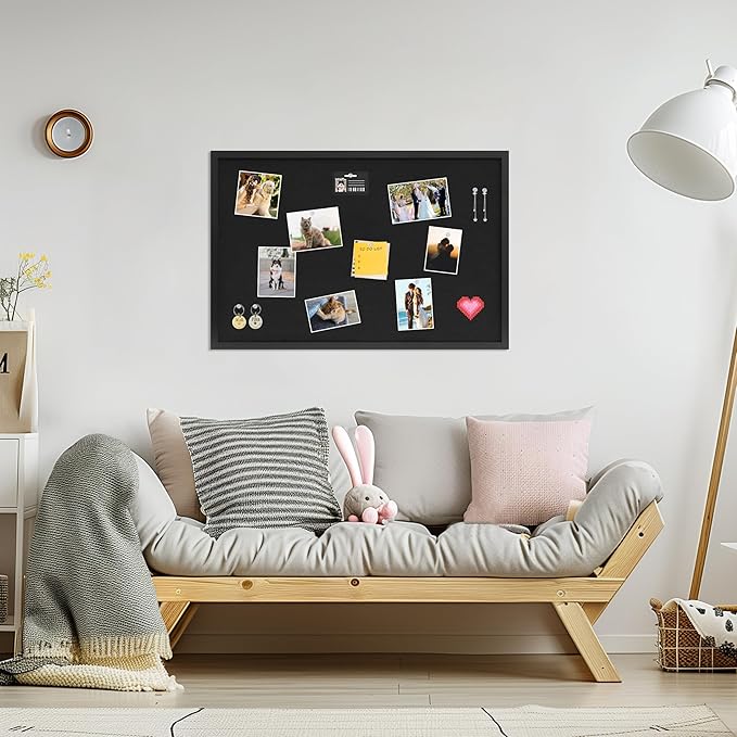 DAHAPYBOO Cork Board with Linen Black, Bulletin Board 30"x20", Corkboards
