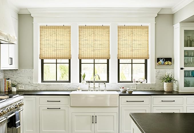 LazBlinds Cordless Bamboo Blinds, Roll Up Shades