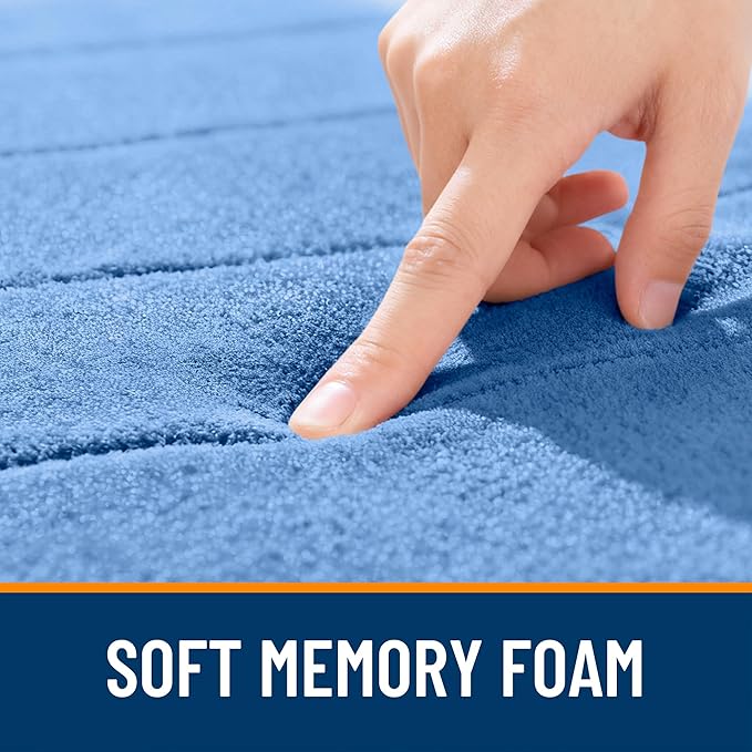 OLANLY Memory Foam Long Bathroom Rugs Runner 59x24, Super Soft Absorbent Bath Mat, Quick Dry, Machine Washable Shower Rugs, Bathmat Carpet, Bathroom Home Decor Accessories, Cornflower Blue