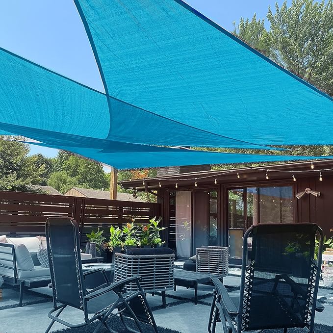 LOVE STORY 12' x 12' x 12' Triangle Turquoise Blue Sun Shade Sail Canopy UV Block for Outdoor Patio Garden Backyard