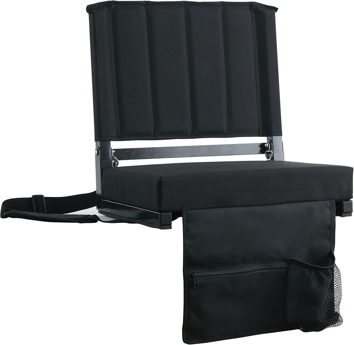 Sport Beats Stadium Seats - Comfortable Bleacher Chair with Back Support & Cushion | Black, 1pc Regular - 17" W x 12" D x 16.5" H