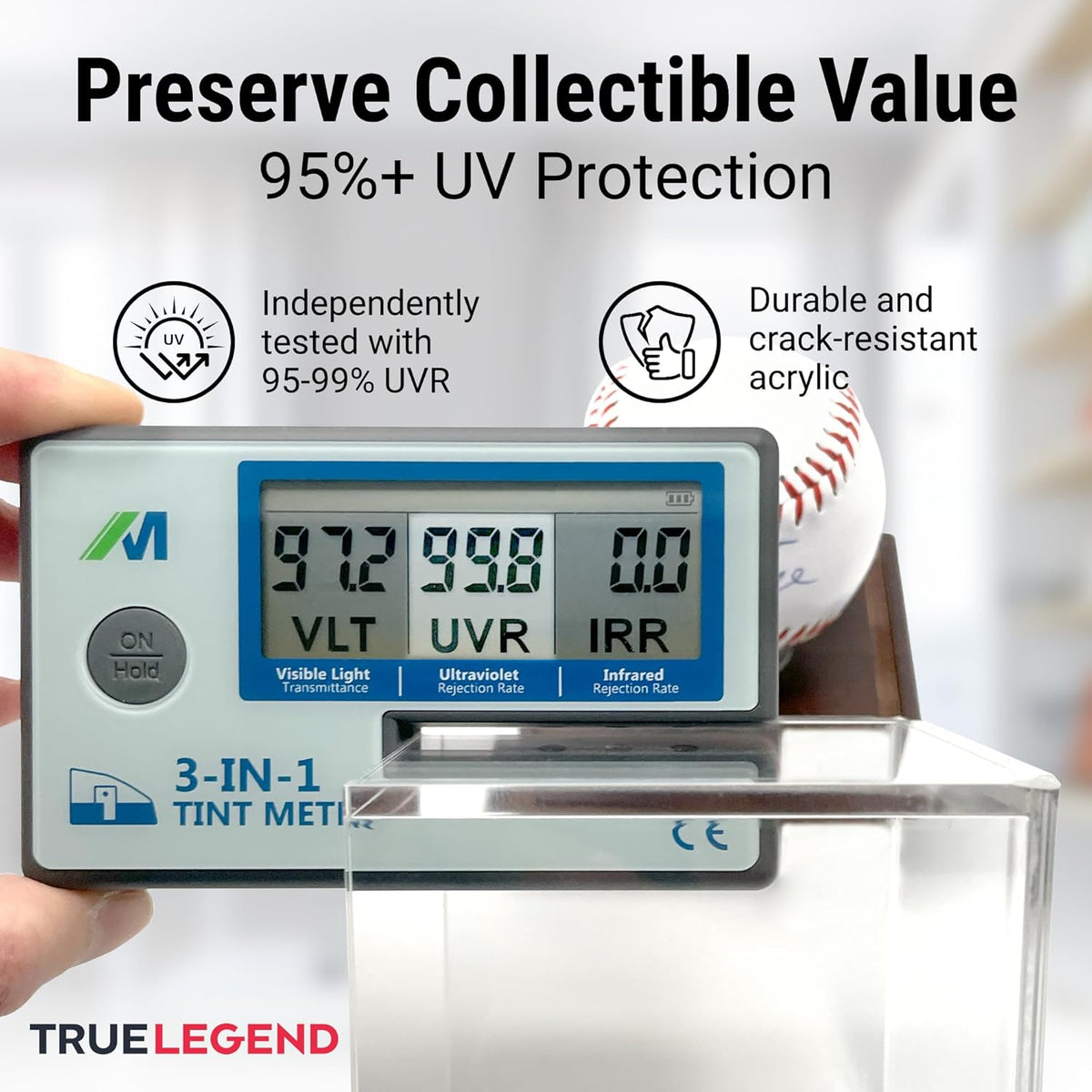 True Legend Baseball Display Case - Premium UV Protection & Thick Acrylic Edges | Ideal for Sports Memorabilia