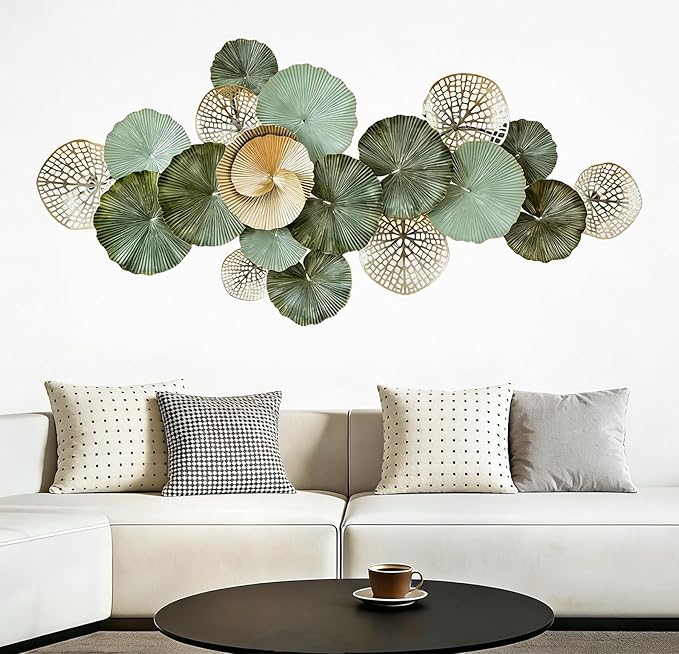 Roivikis Large Metal Wall Art Decor, 3D Abstract Lotus Leaves Wall Handcrafted Modern Decoration for Indoor Outdoor for Living Room, Bedroom, Entryway 52" x 24"